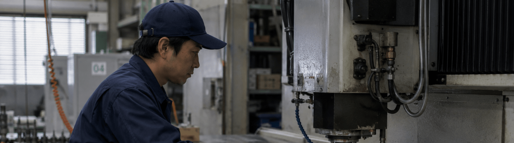 工場で加工を行う職人